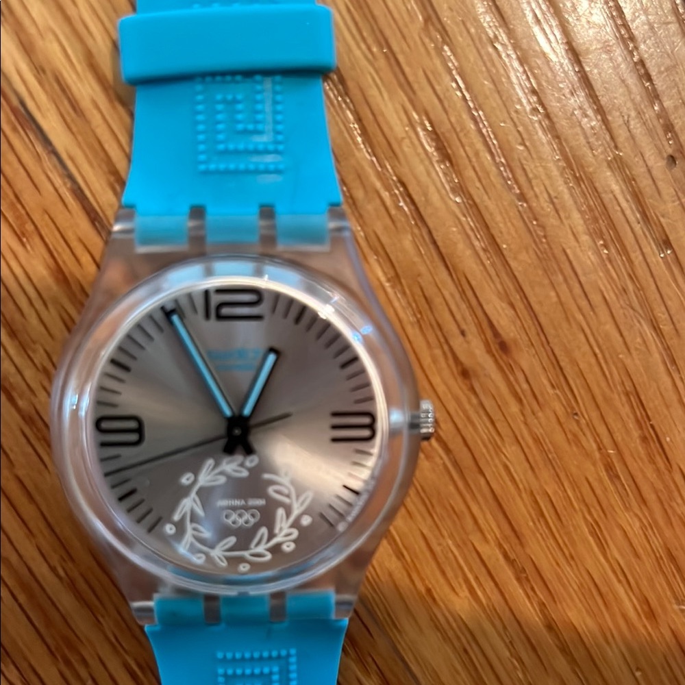 Swatch Olympic Games 2004 Athens Quartz Watch with Turquoise Strap. New in box - Picture 2 of 9